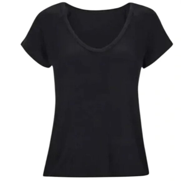 CAbi #6125 Tranquil Tee – XL & S – All-Black Ribbed Knit - Picture 1 of 13